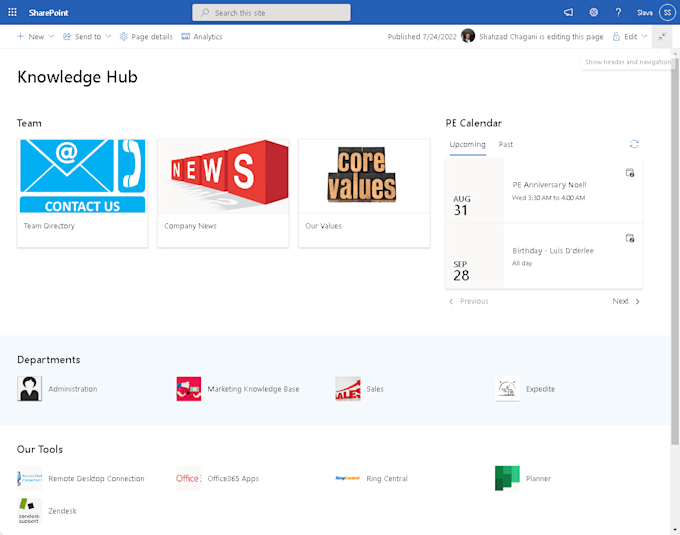design a sharepoint intranet site