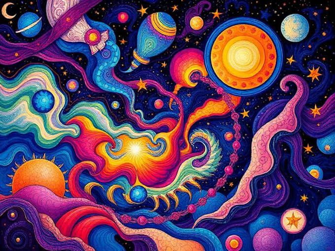 create magical abstract art, psychedelic, surrealism, cubism