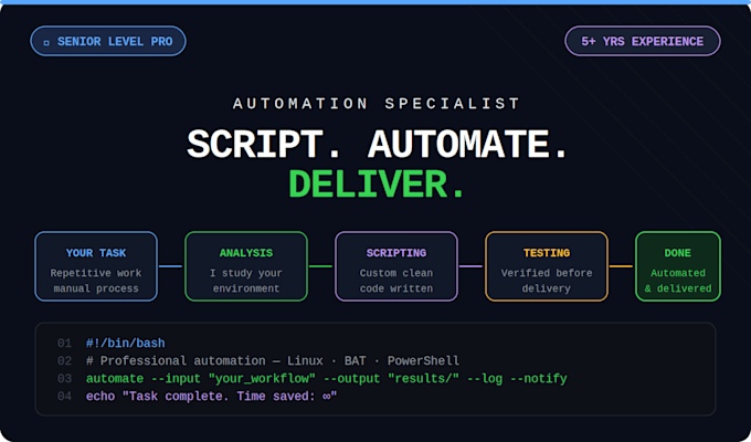write professional linux shell, windows bat, and powershell automation scripts