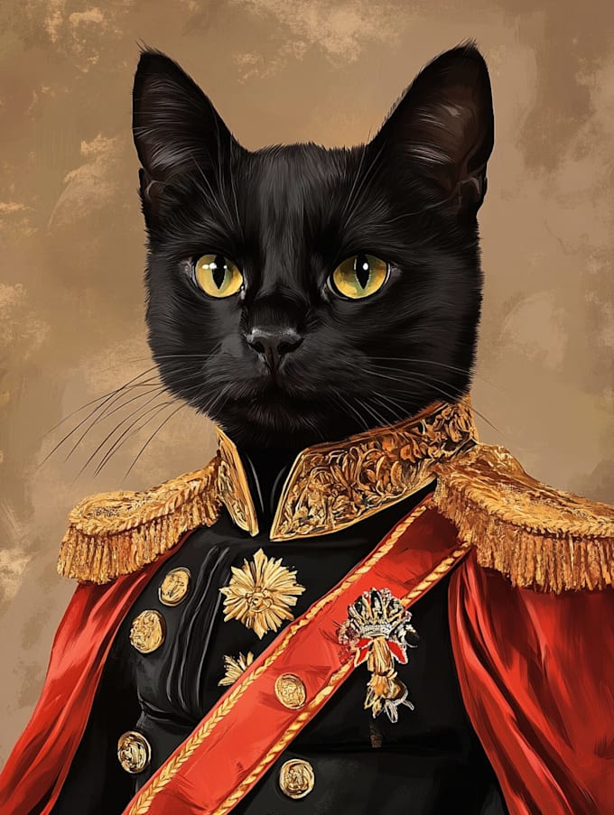 create custom royal pet portrait in high quality