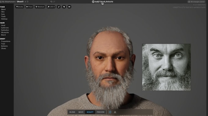 create realistic metahuman 3d character model, unreal engine character
