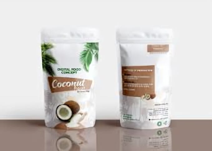 do product packaging, label design render, pouch design for ecommerce product