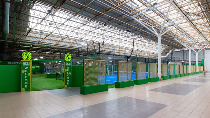 create 3d padel design, 3d court picket ball investors design