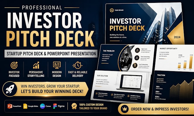 redesign pitch deck, powerpoint slides, investor presentation deck