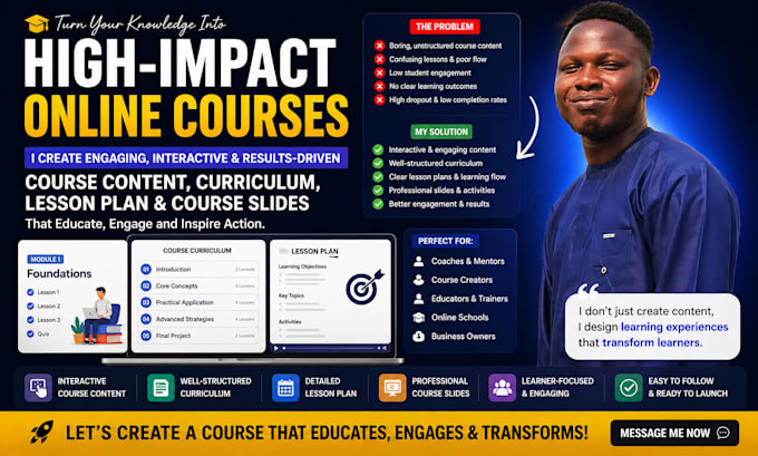 create interactive course content, course curriculum, lesson plan, course slide