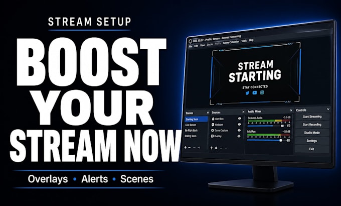 create stream alerts, overlays and obs scenes that boost viewers