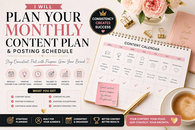 plan your monthly content calendar and posting schedule