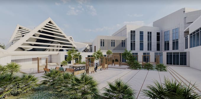design educational facility in 3d, school curriculum, classroom activity, campus