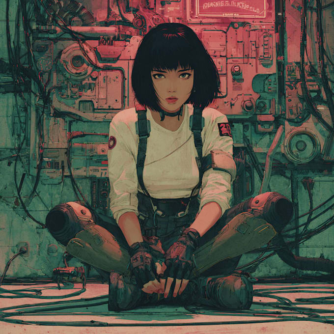 do a cyberpunk anime art