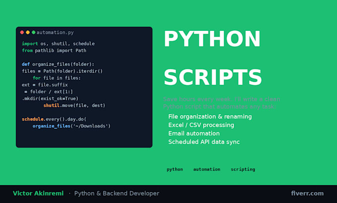 Write a custom python script to automate any repetitive task or ...