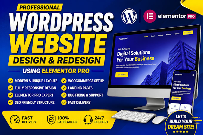 full website design or redesign using elementor pro speed optimization