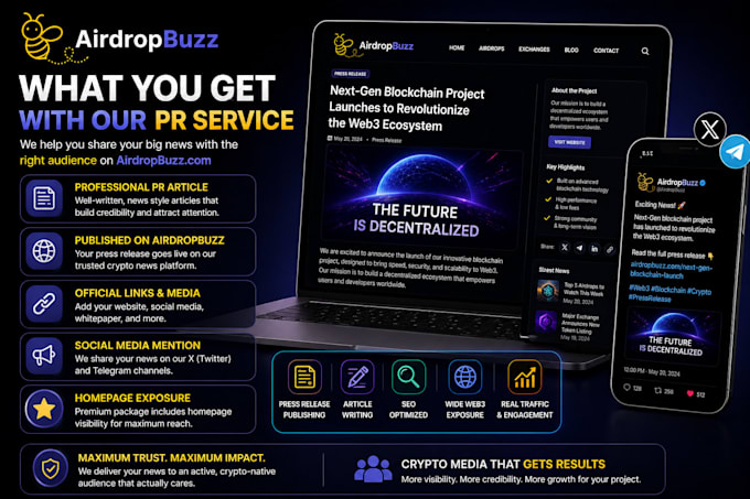 write and publish crypto press release for your blockchain project