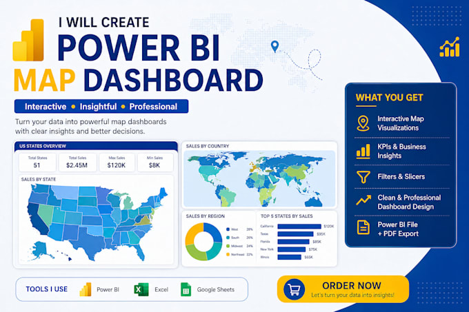 create power bi map dashboard