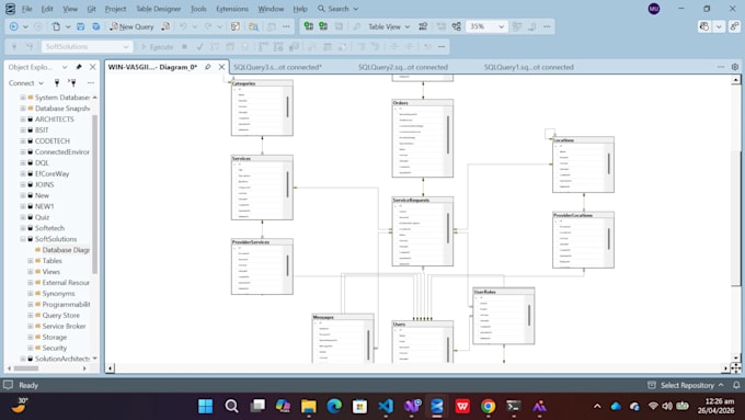design professional sql server database schema and erd