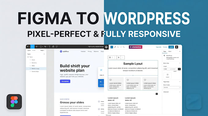 convert figma to wordpress using elementor, clone figma to webflow, psd divi wix