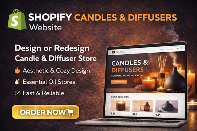 build candle shopify store design and diffuser store redesign that convert