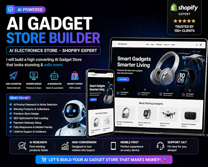 ai gadget store bulder ai electronics store shopify store shopify gadget store