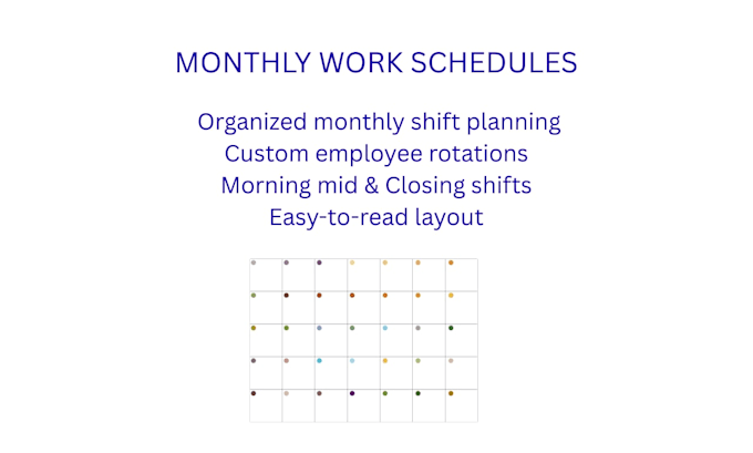 create custom monthly schedules and staff planners