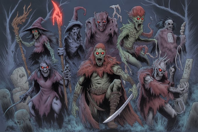 illustrate horror monsters and characters