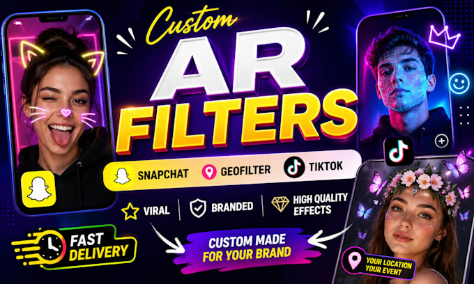 create custom snapchat filter, geofilter, ar lens and tiktok filter