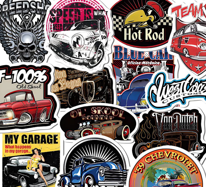 Mofoco Sticker Design retro racing classic car and car stickers logo by Caraender | Fiverr