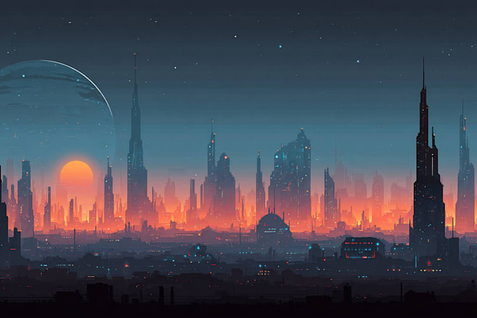 do cyberpunk scifi futuristic city