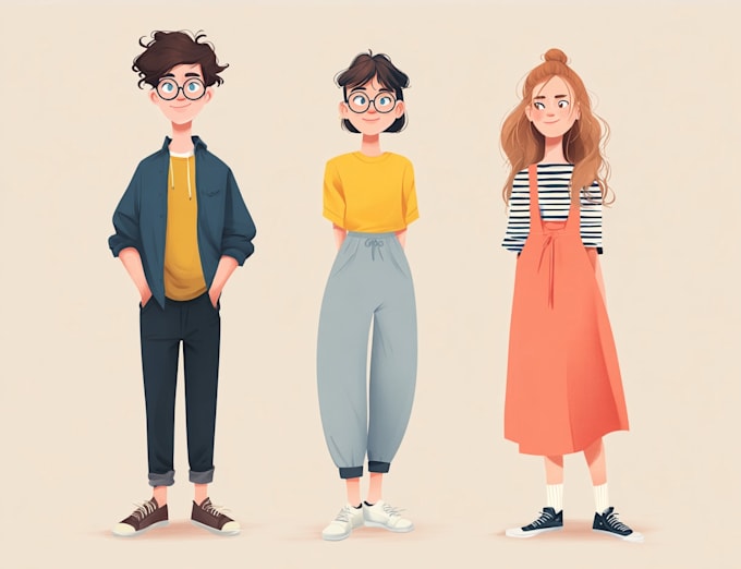 draw vector character in a flat, modern style