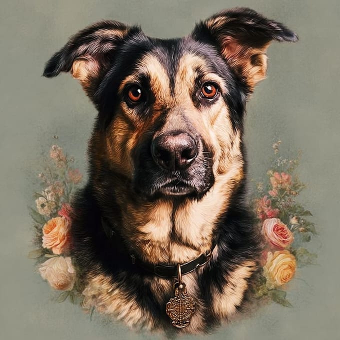 create a memorial pet portrait for engraving