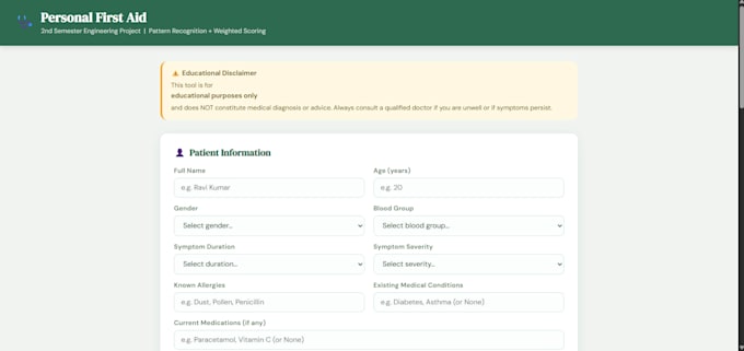 build a symptom checker web app for your project