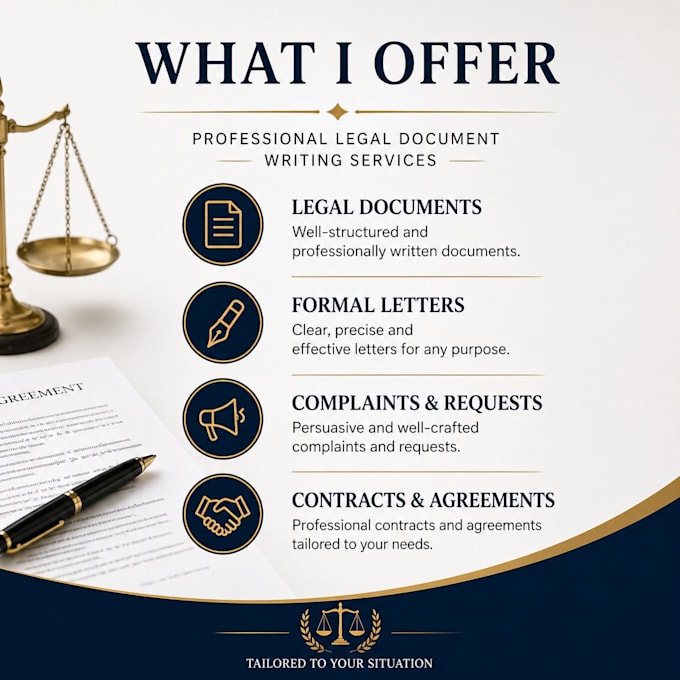 write legal texts, petitions, and formal documents professional