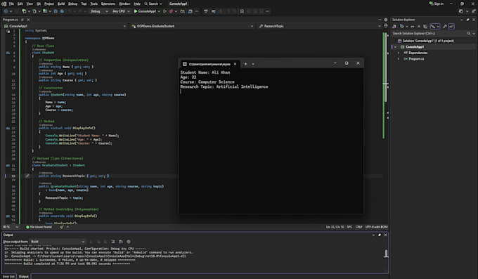 do python, c sharp programming code in pf oop dsa