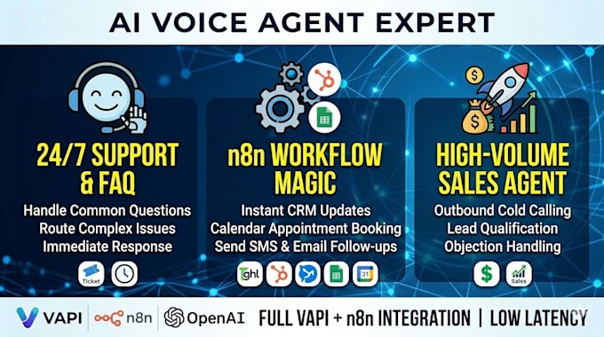 build autonomous ai  voice agent for sales  support  via vapi and n8n