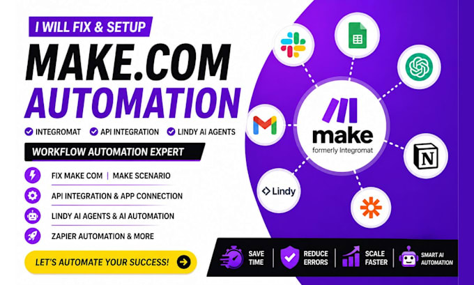 fix make com automation made com integromat api integration setup lindy ai agent