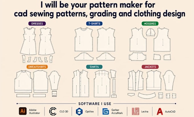 be your pattern maker for cad sewing patterns, grading and clothing design