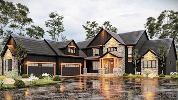 design stunning 3d cabin warehouse interior rendering, 3d cozy design and light