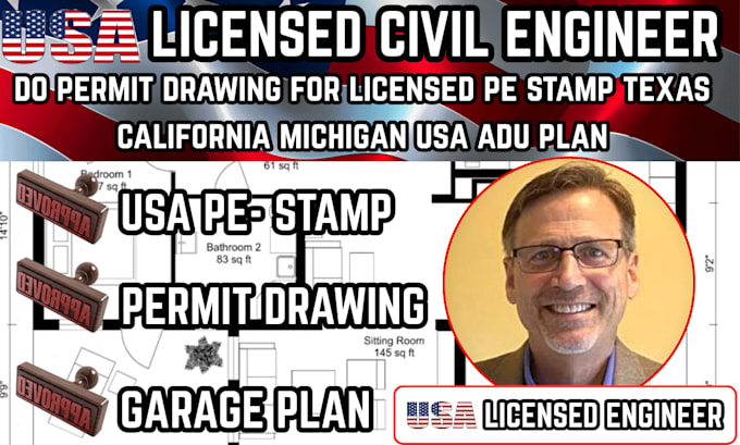 Do permit drawing for licensed pe stamp texas california michigan usa ...