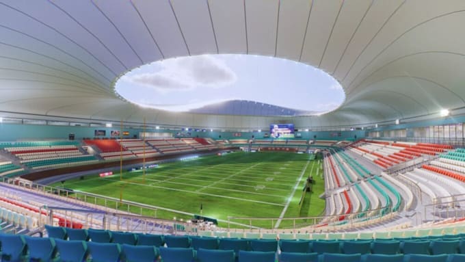 create 3d sport field, 3d interior stadium design