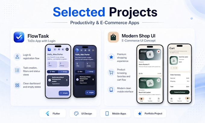 Build a modern flutter mobile app ui or prototype by Rouslanvodenitc ...