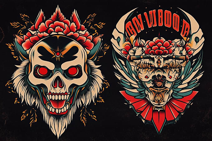 do unique illustration design a tattoo flash sheet