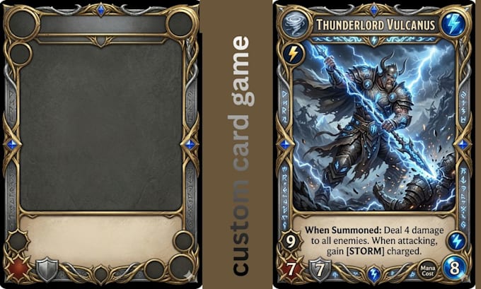 create custom tcg card game template trading card game design fantasy art mtg