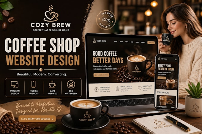 design a modern coffee shop website with responsive design