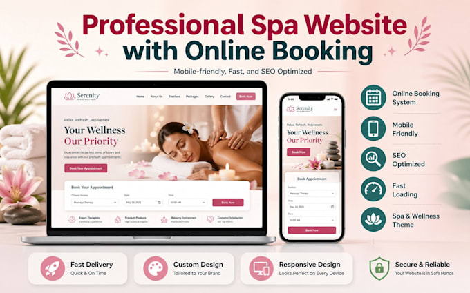 design a professional spa website with booking system
