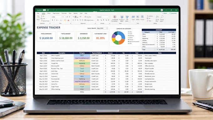 create a professional excel invoice and expense tracker