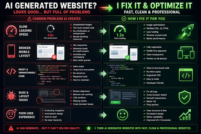 fix and optimize your ai generated website claude, chatgpt