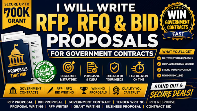 find rfp, write government contract bid proposal , rfi , rfq grant proposal