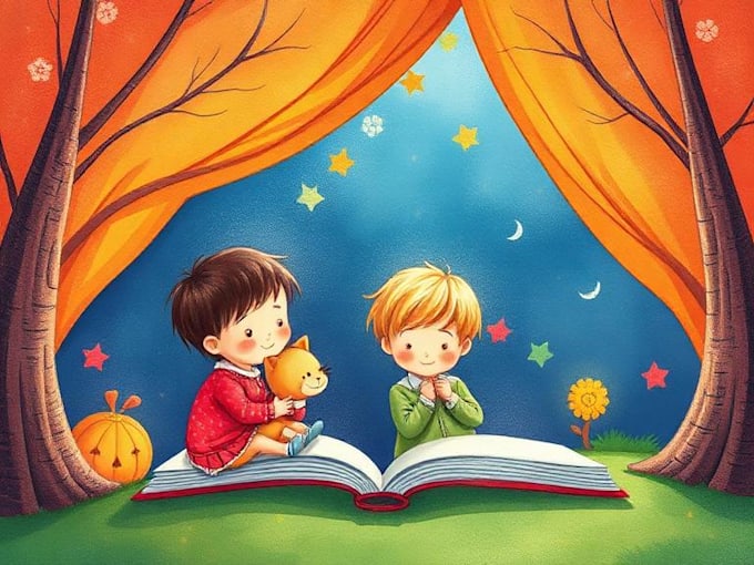 whimsical children story book illustration