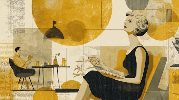 draw vintage illustration, retro or comic art