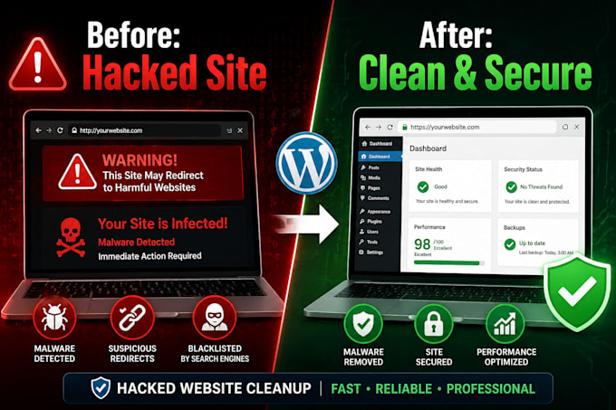 clean up hacked or malware infected wordpress websites