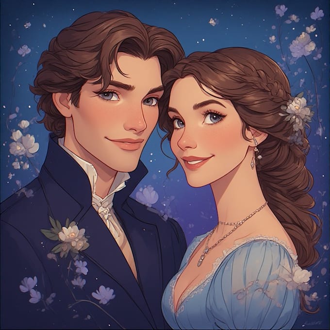 draw a beautiful couple portrait
