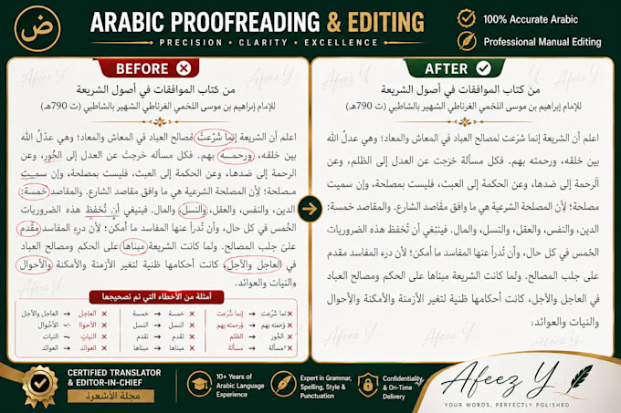 professionally proofread and edit arabic text for clarity and accuracy